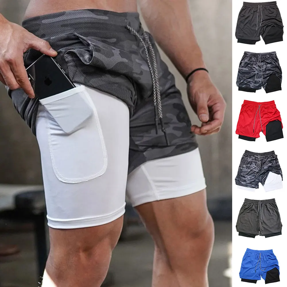 Shorts de fitness à double pont pour hommes