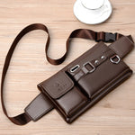 Load image into Gallery viewer, SAC DE POITRINE À BANDOULIÈRE EN CUIR POUR HOMMES
