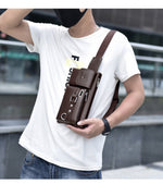 Load image into Gallery viewer, SAC DE POITRINE À BANDOULIÈRE EN CUIR POUR HOMMES

