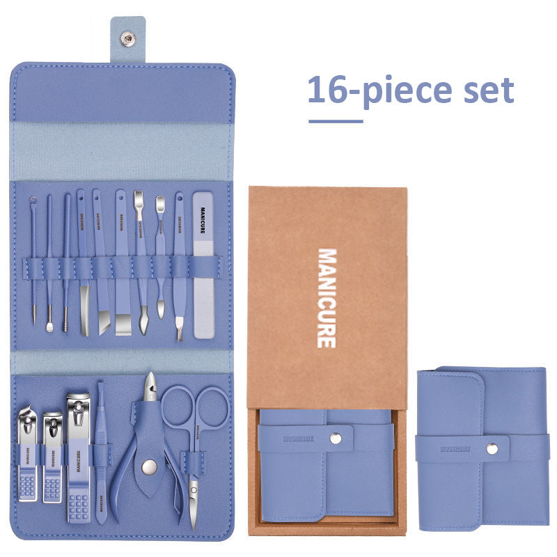 Zylux™: Kits de manucure et pédicure en acier inoxydable (16 pièces)