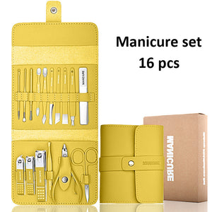 Zylux™: Kits de manucure et pédicure en acier inoxydable (16 pièces)