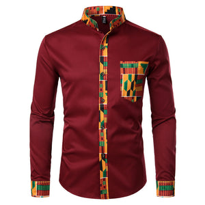 Chemise Traditionnelle Africaine Imprimée à la Cire (Manches Longue)