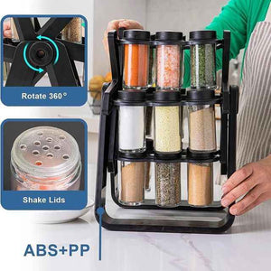 Porte-épices Rotatif à 360° – Ensemble de 18 Pots