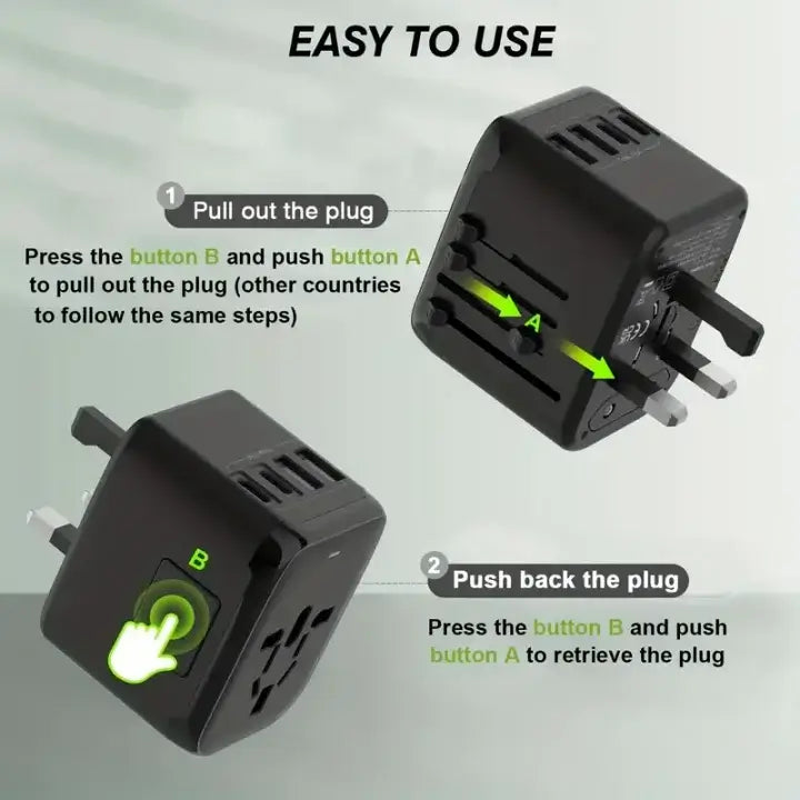 Adaptateur de Voyage Universel 2025 – USB Type-C PD sn
