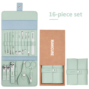 Zylux™: Kits de manucure et pédicure en acier inoxydable (16 pièces)