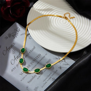 Ensemble de bijoux en acier inoxydable émeraude