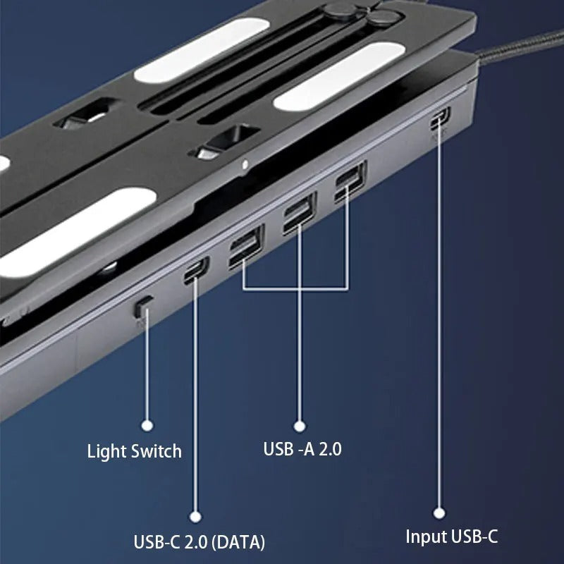 Support pour ordinateur portable avec hub USB intégré